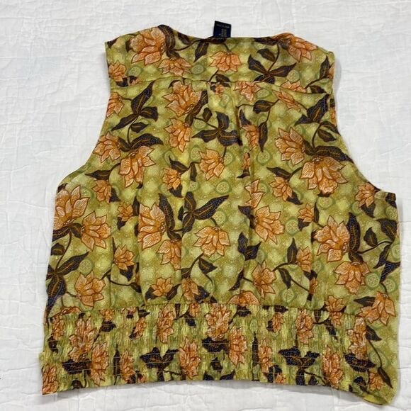 RACHEL Rachel Roy Green and Orange Floral Blouse size Medium - Picture 4 of 7